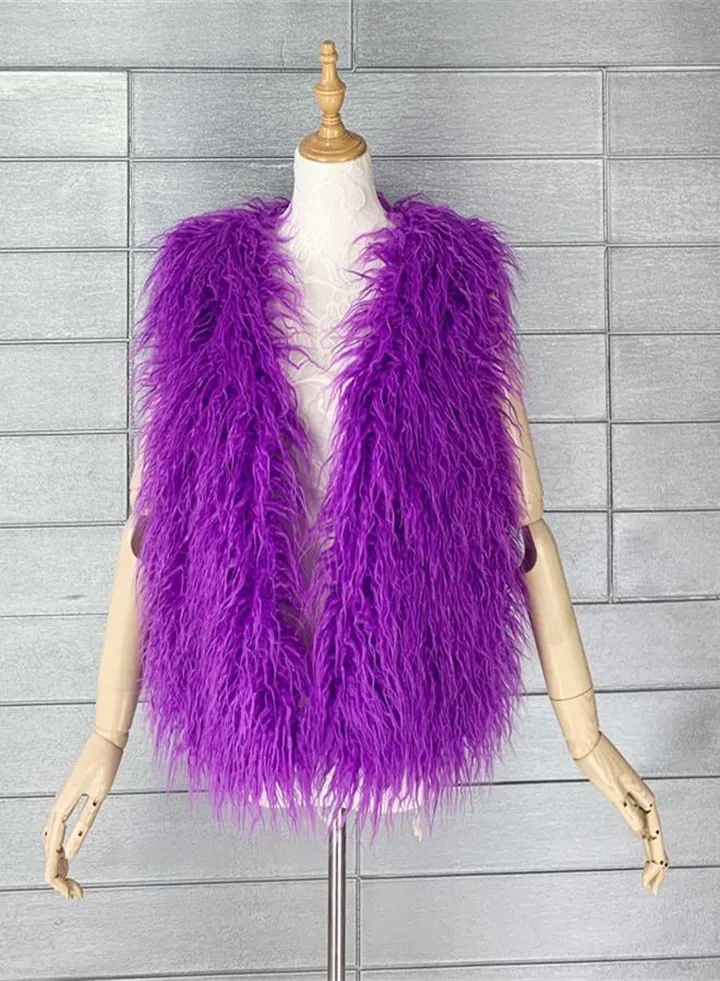 Women's Warm Faux Fur Vest Purple