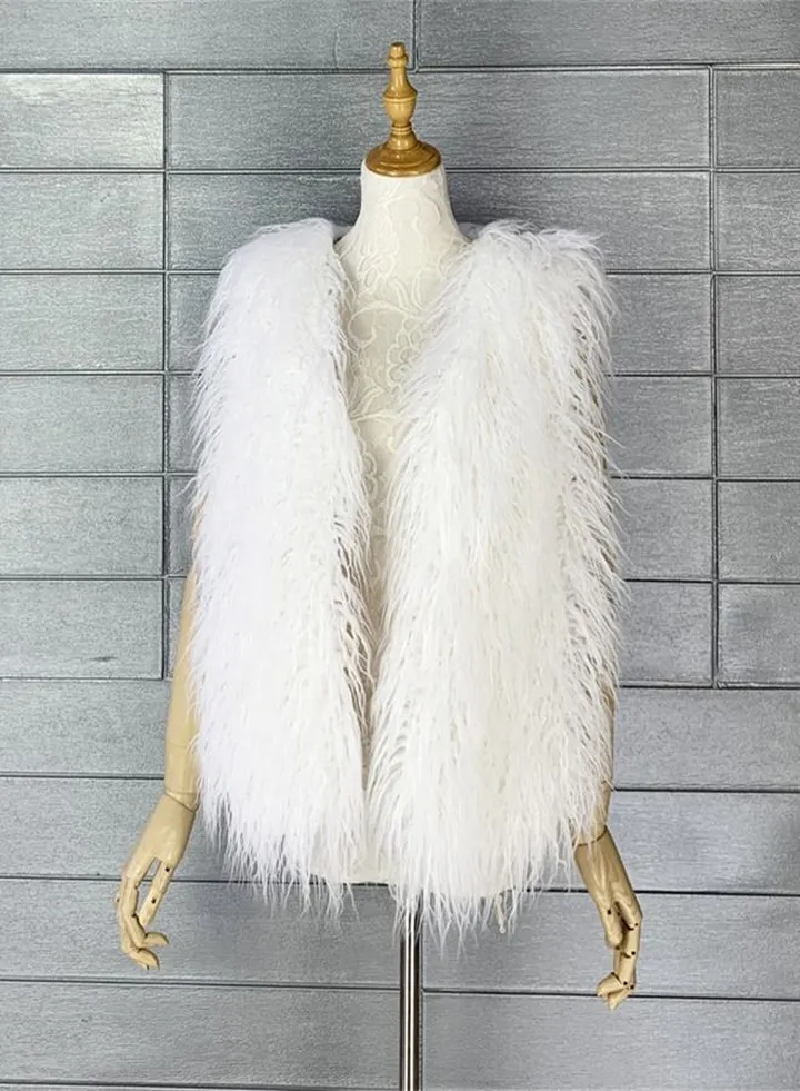 Women's Warm Faux Fur Vest White