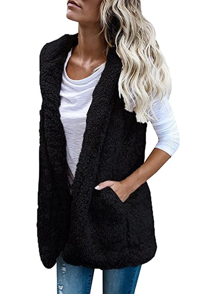 Casual Hooded Sleeveless Vest LNP71124361 Black
