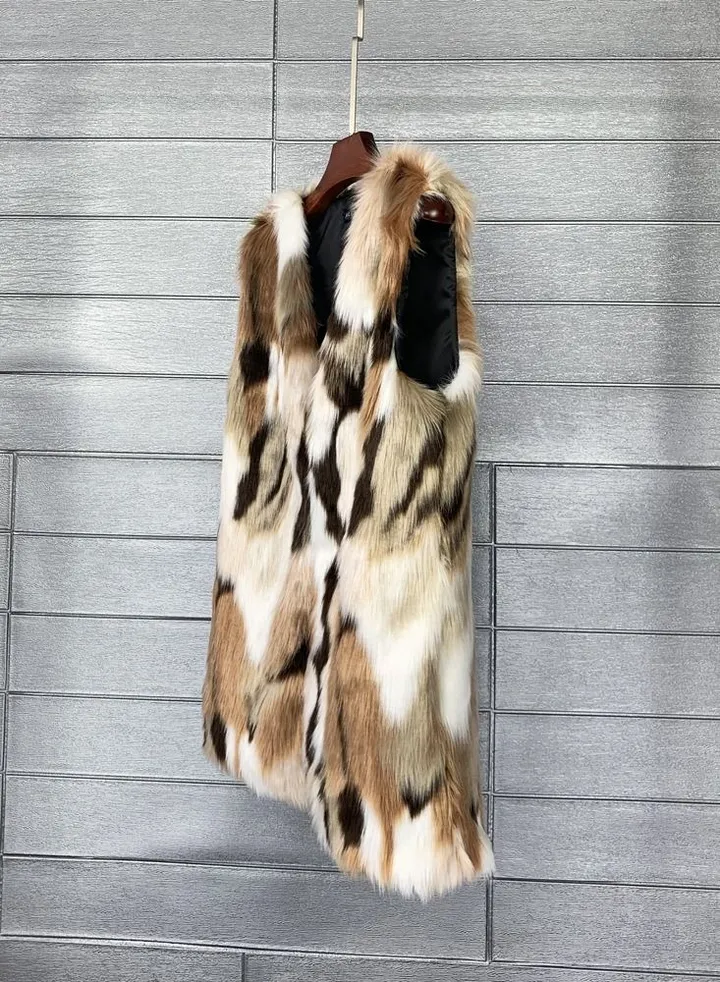 Women's Medium Long Imitation Fur Vest