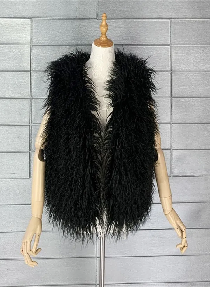 Women's Warm Faux Fur Vest Black