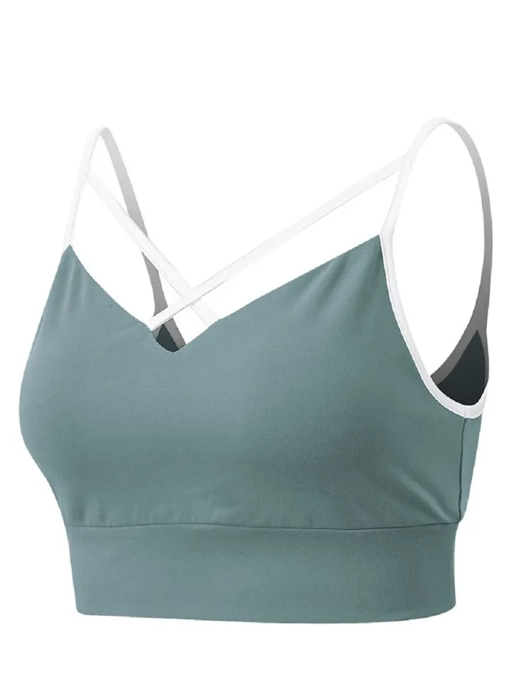 New nylon shock gathering running bra yoga vest