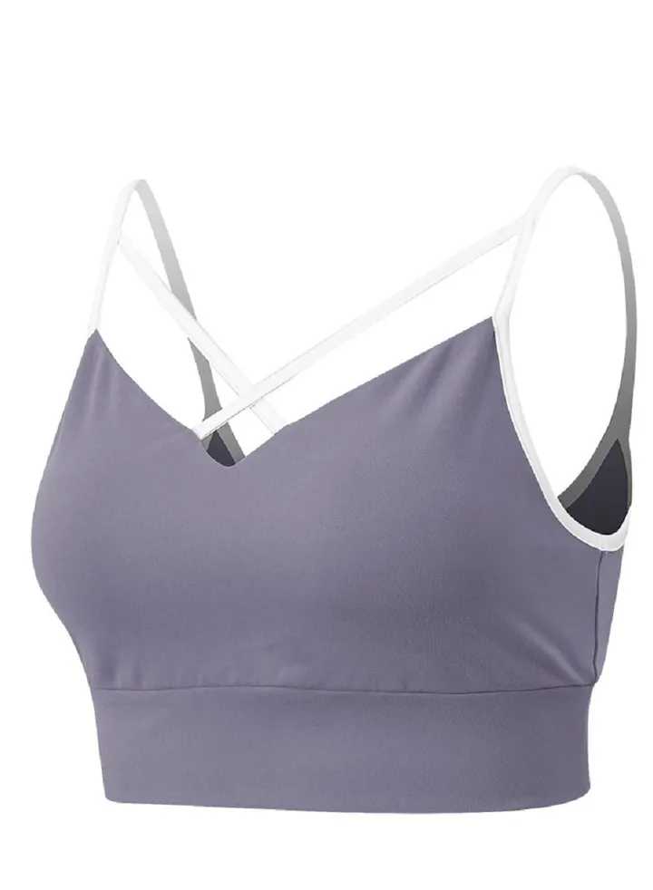 New nylon shock gathering running bra yoga vest