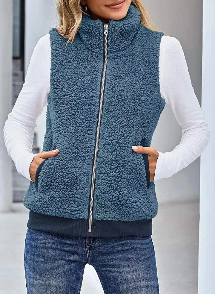 Autumn Winter Ladies Fashion Warm Wool Vest