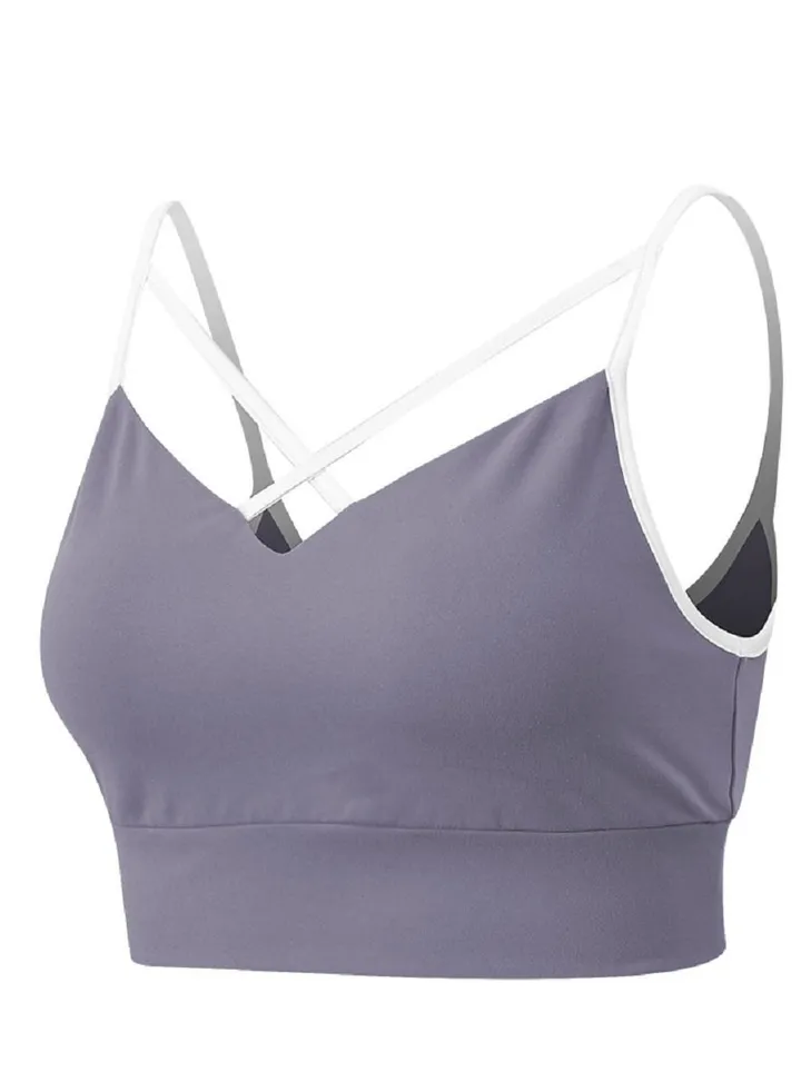 New nylon shock gathering running bra yoga vest