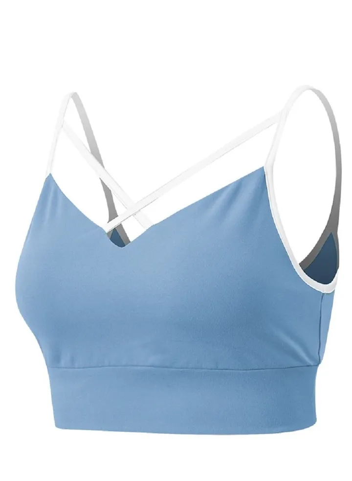 New nylon shock gathering running bra yoga vest