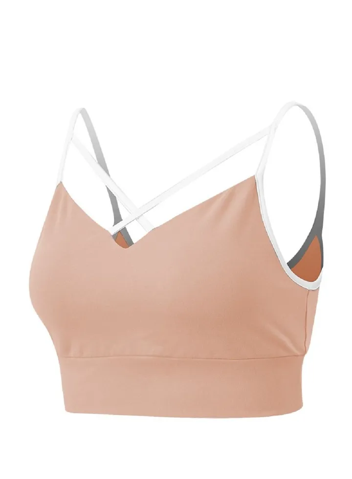 New nylon shock gathering running bra yoga vest