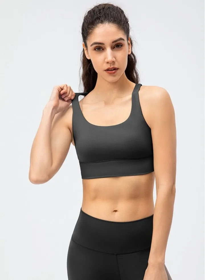 New nylon shock gathering running bra yoga vest