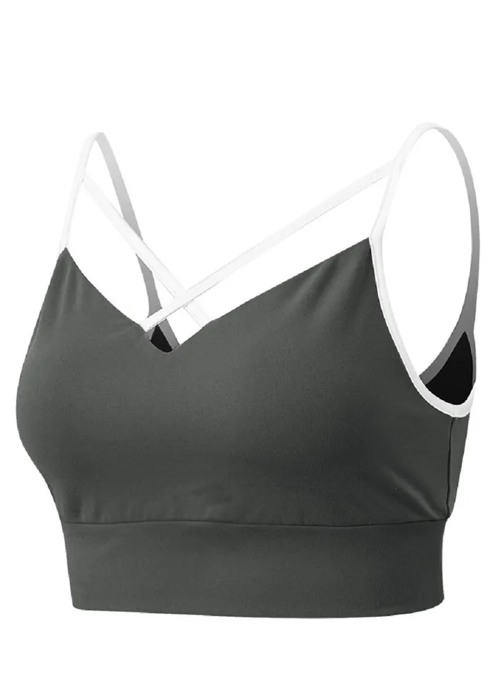 New nylon shock gathering running bra yoga vest