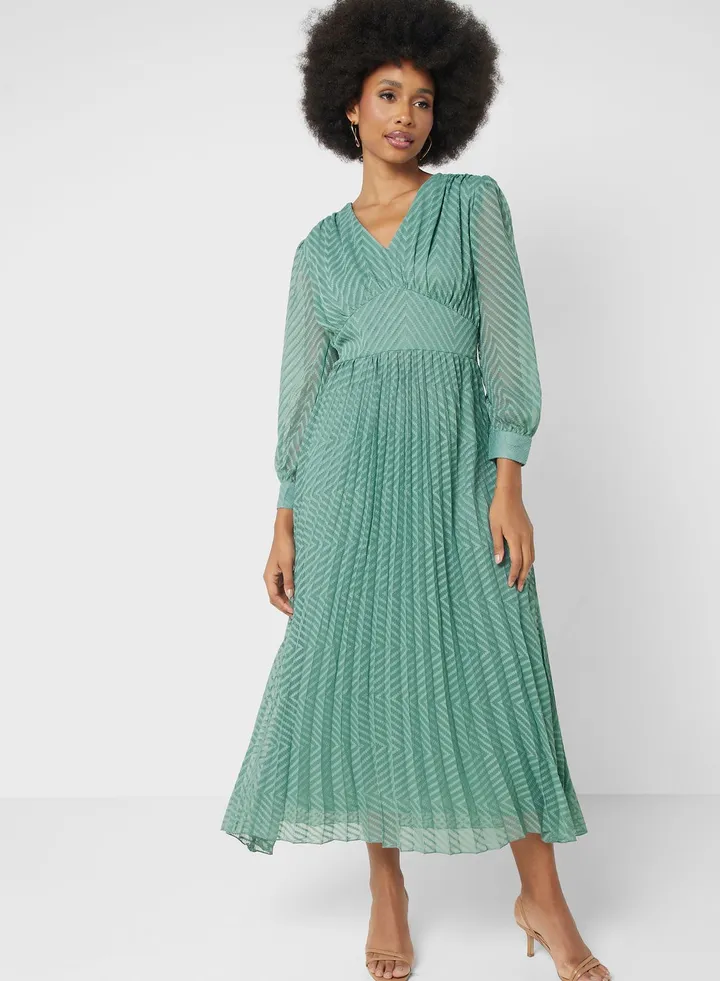 Empire Waistline Pleated Dress