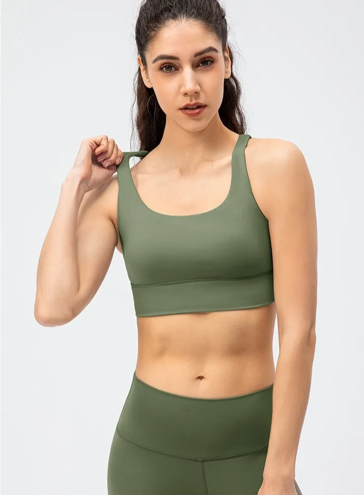 New nylon shock gathering running bra yoga vest