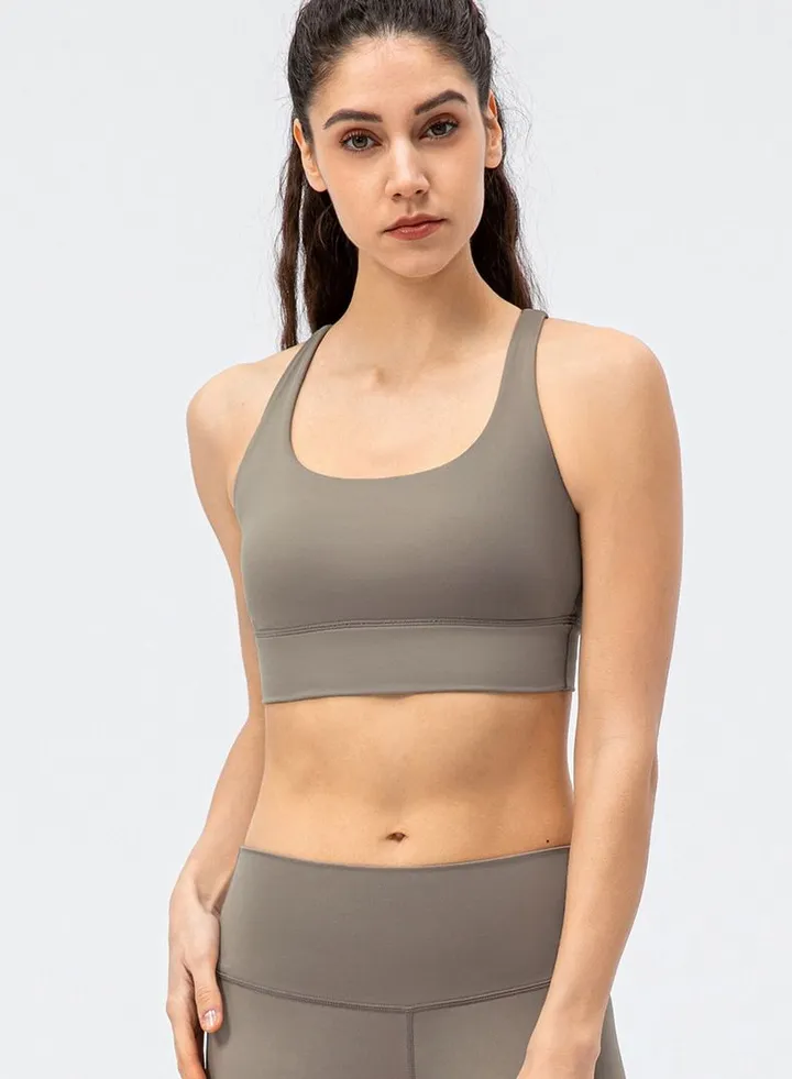 New nylon shock gathering running bra yoga vest