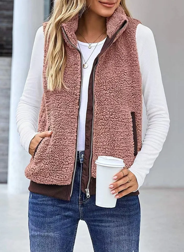 Autumn Winter Ladies Fashion Warm Wool Vest