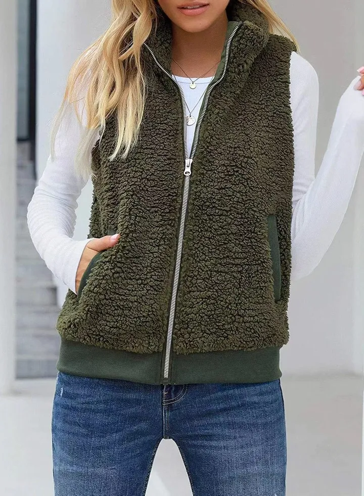 Autumn Winter Ladies Fashion Warm Wool Vest