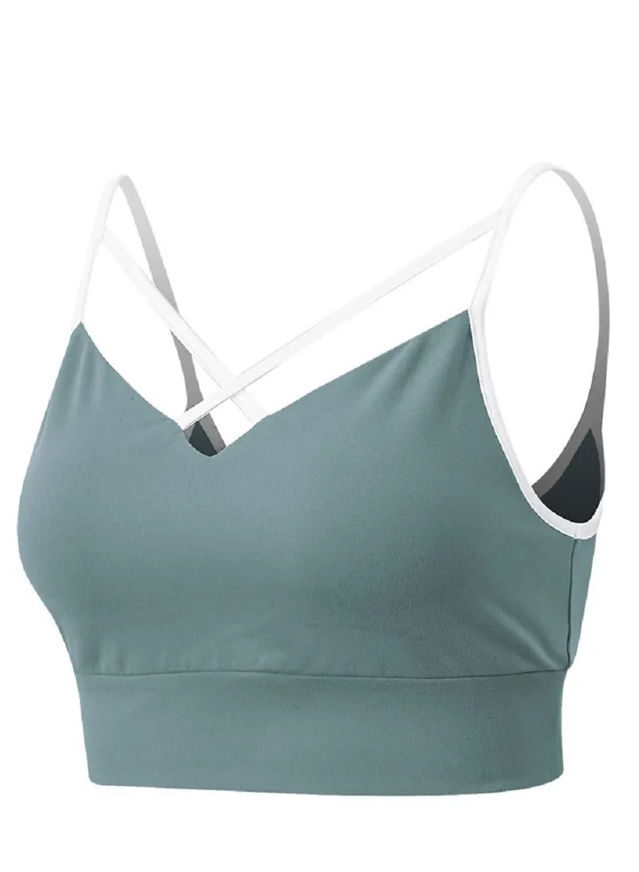 New nylon shock gathering running bra yoga vest