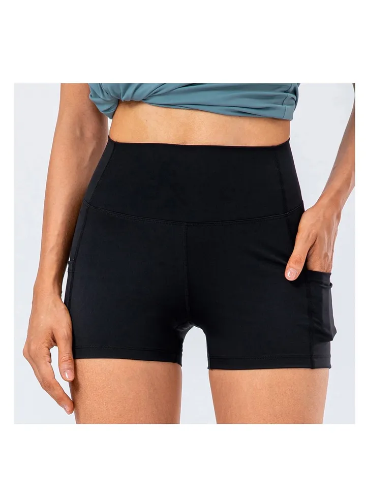 High waist skinny running workout stretch yoga sport three - minute shorts