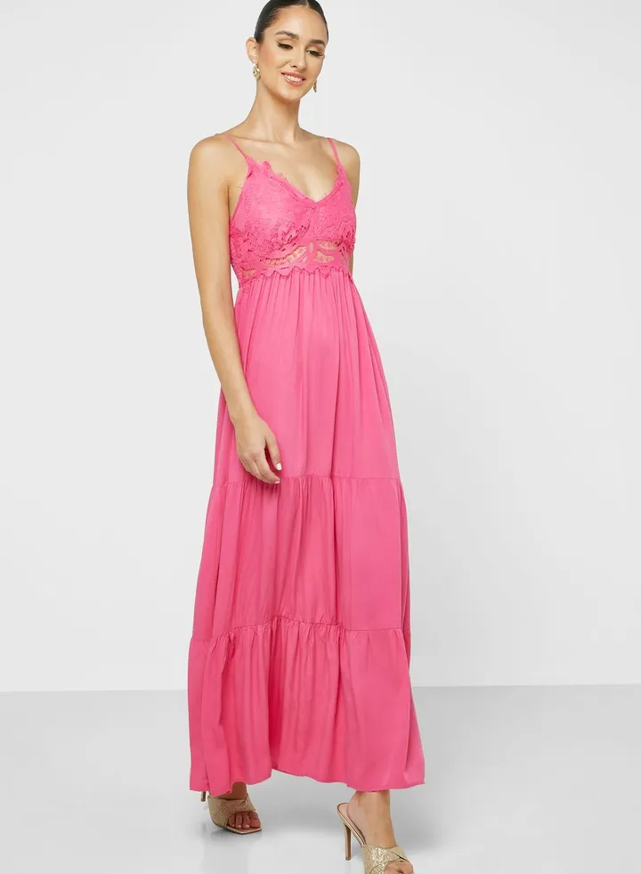 Lace Detail Tiered Dress