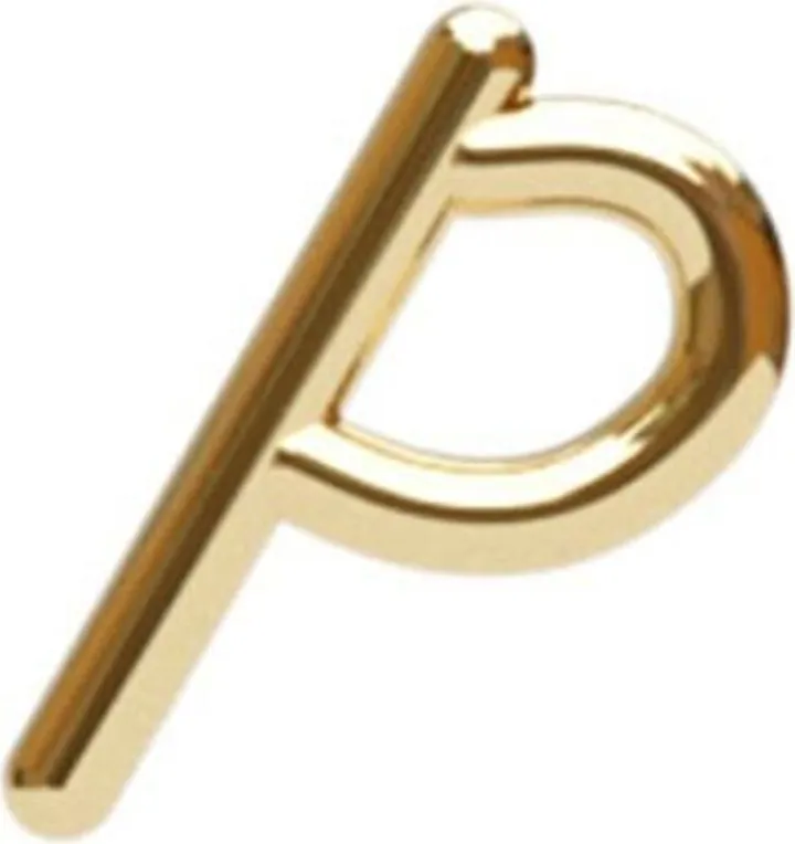 18kt Yellow Gold P Initial Stud Earring