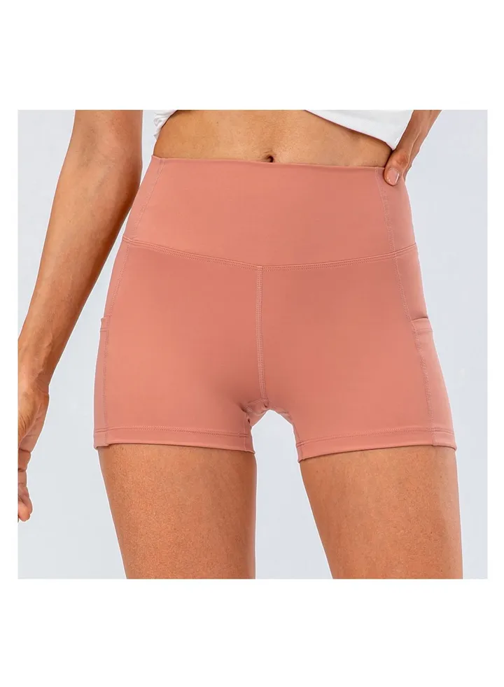 High waist skinny running workout stretch yoga sport three - minute shorts