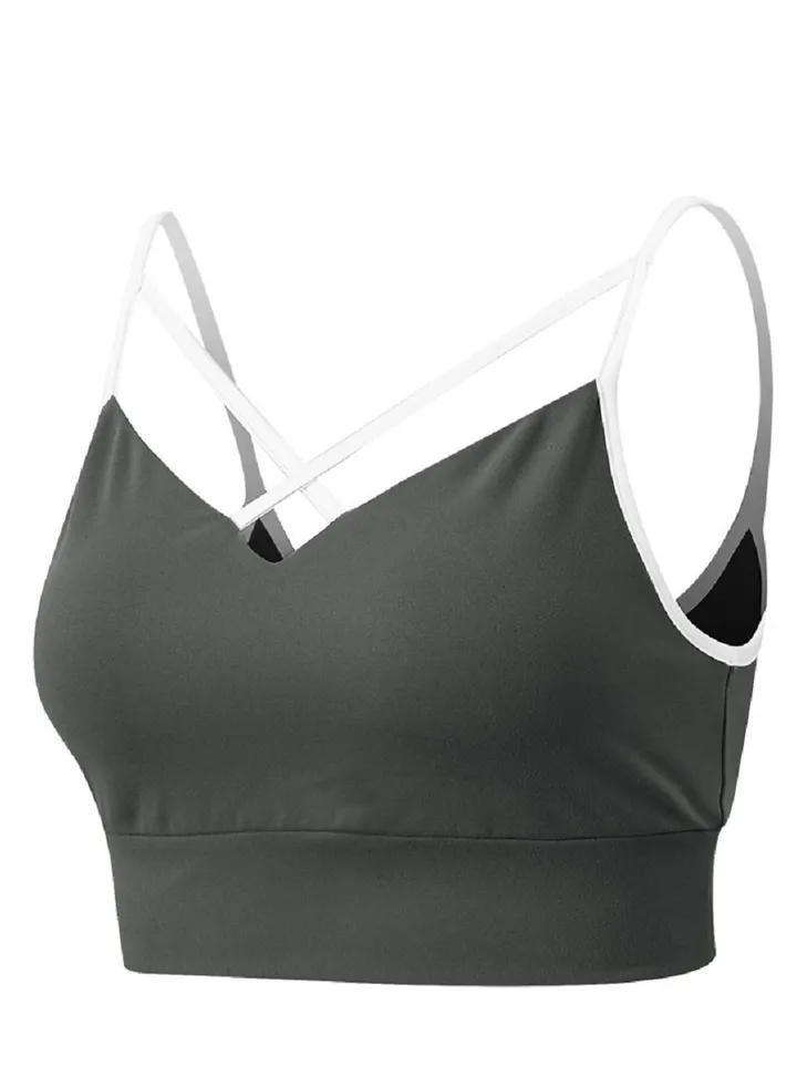 New nylon shock gathering running bra yoga vest