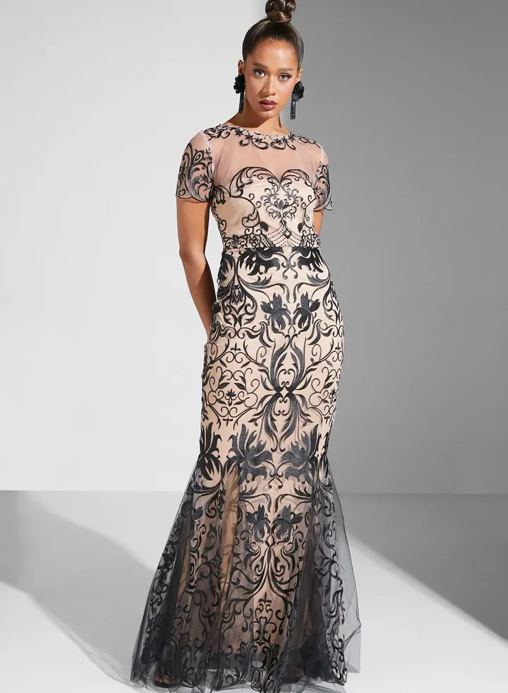 Embroidered Tiered Dress