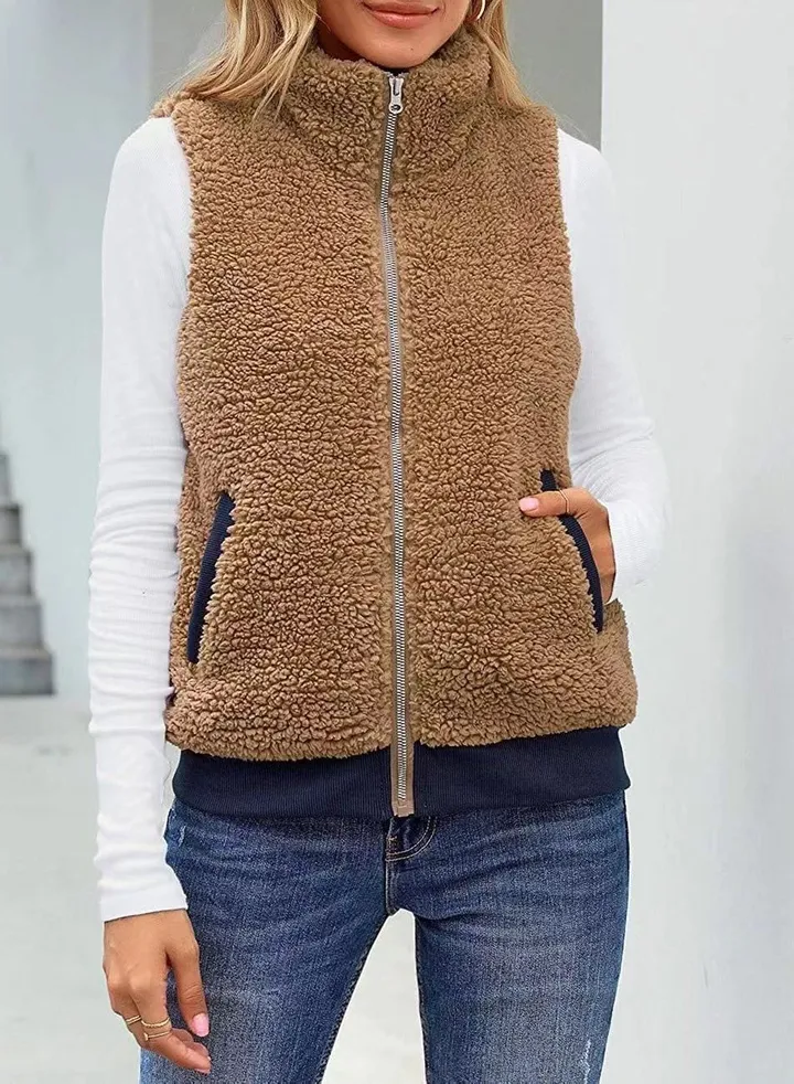 Autumn Winter Ladies Fashion Warm Wool Vest