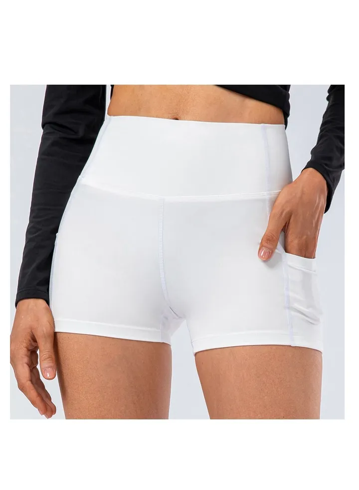 High waist skinny running workout stretch yoga sport three - minute shorts