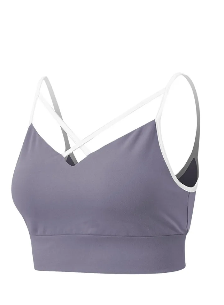 New nylon shock gathering running bra yoga vest