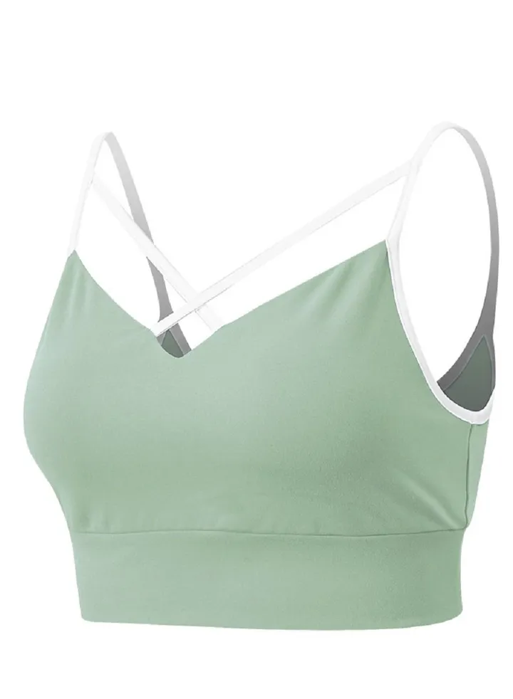 New nylon shock gathering running bra yoga vest