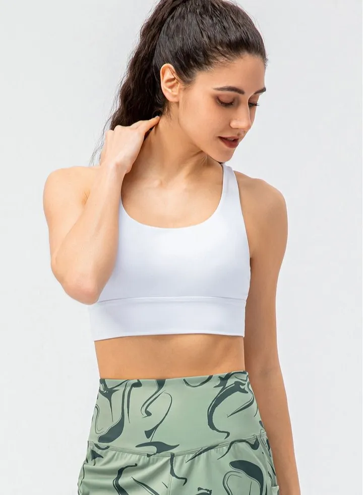 New nylon shock gathering running bra yoga vest