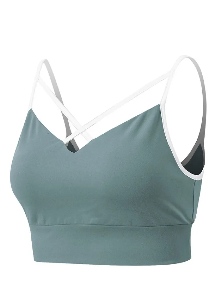 New nylon shock gathering running bra yoga vest