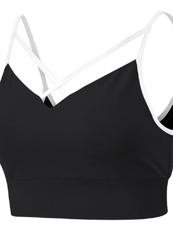 New nylon shock gathering running bra yoga vest