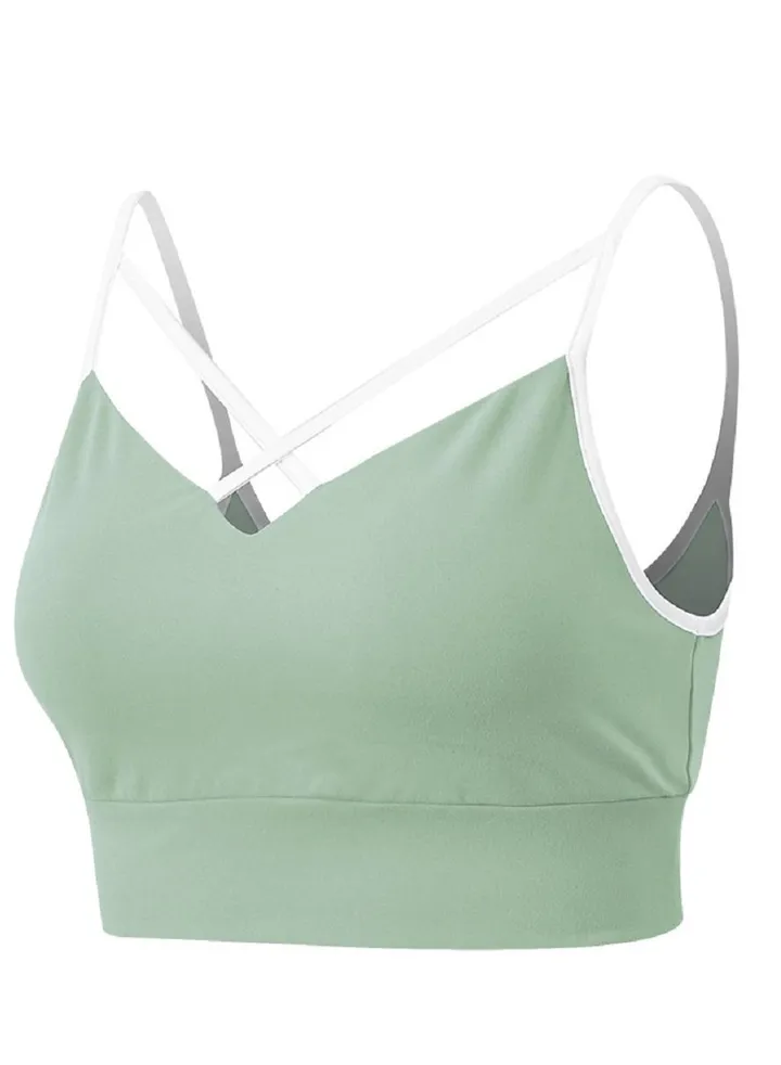New nylon shock gathering running bra yoga vest