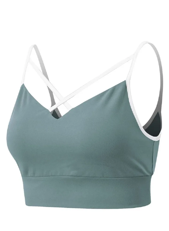 New nylon shock gathering running bra yoga vest