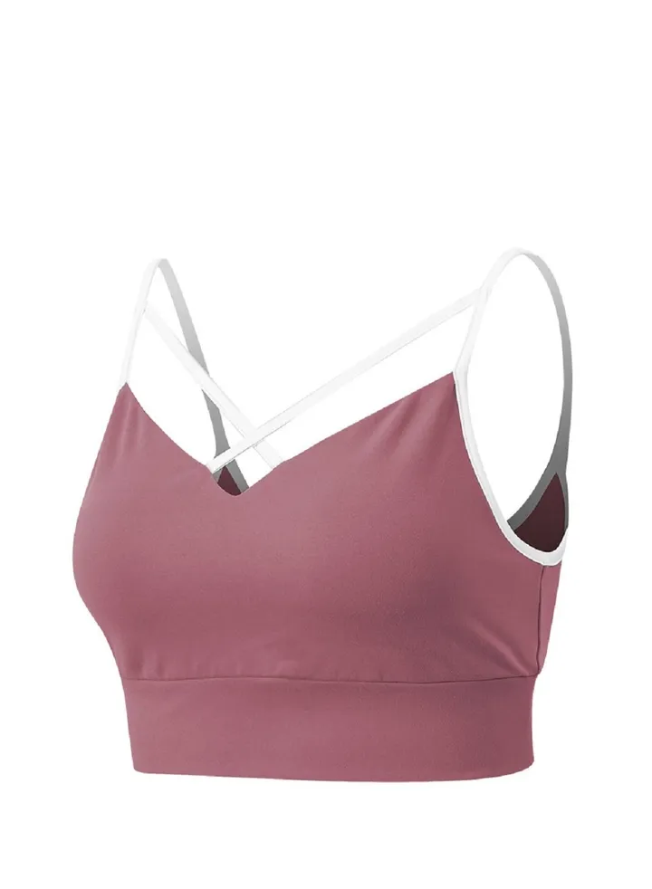 New nylon shock gathering running bra yoga vest