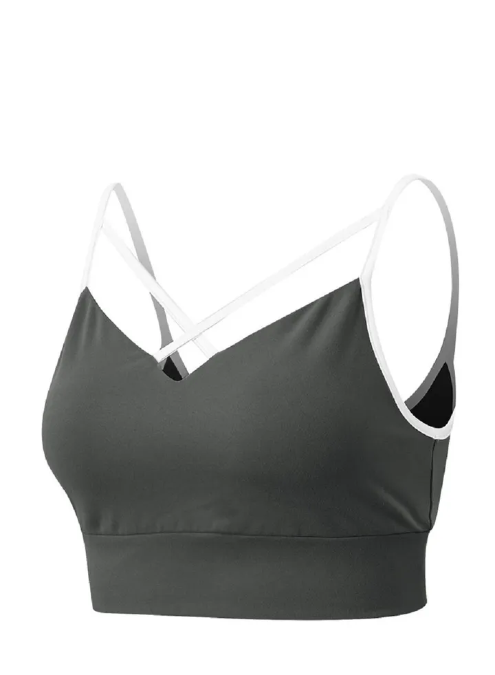 New nylon shock gathering running bra yoga vest