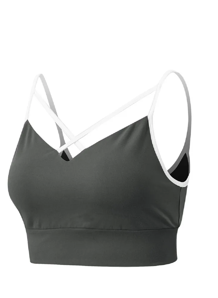 New nylon shock gathering running bra yoga vest