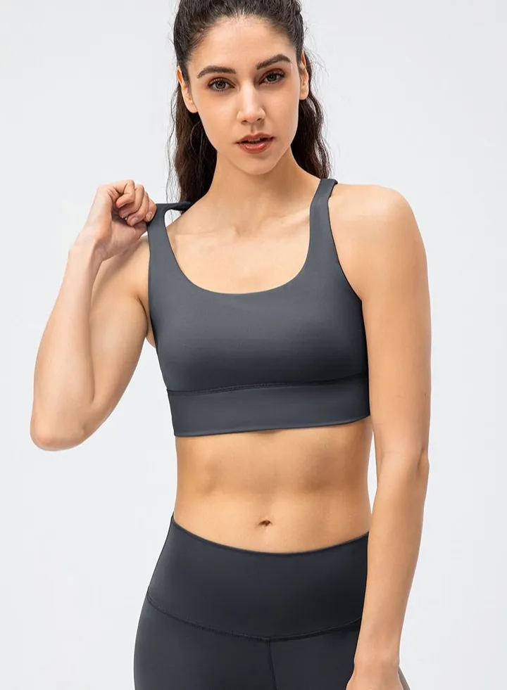 New nylon shock gathering running bra yoga vest