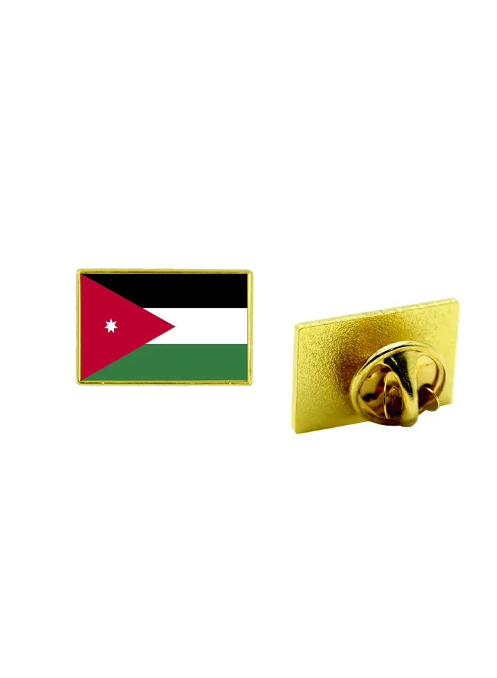 Jordan National Flag Lapel Pins and Brooch Badge to show your patriotism for Jordan (Square Badge)