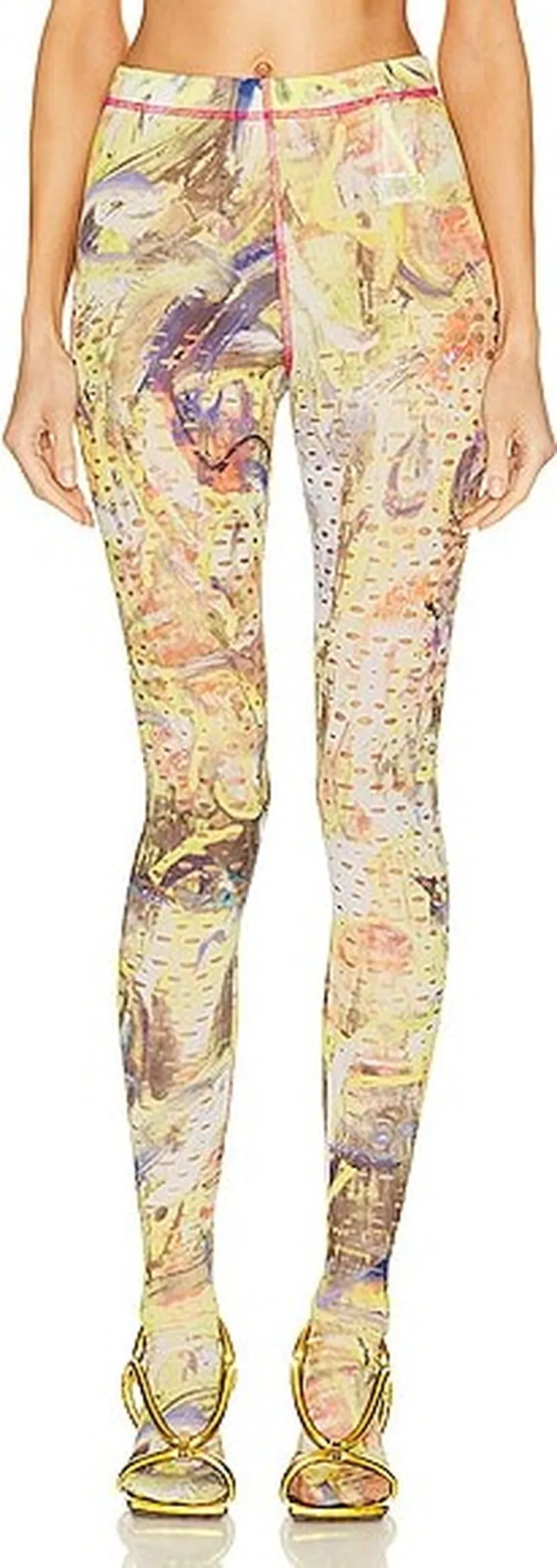 Diesel Printed High Waisted Tights in Yellow