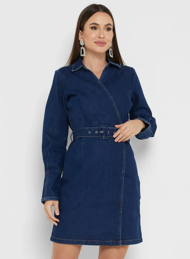 Belted Denim Dress
