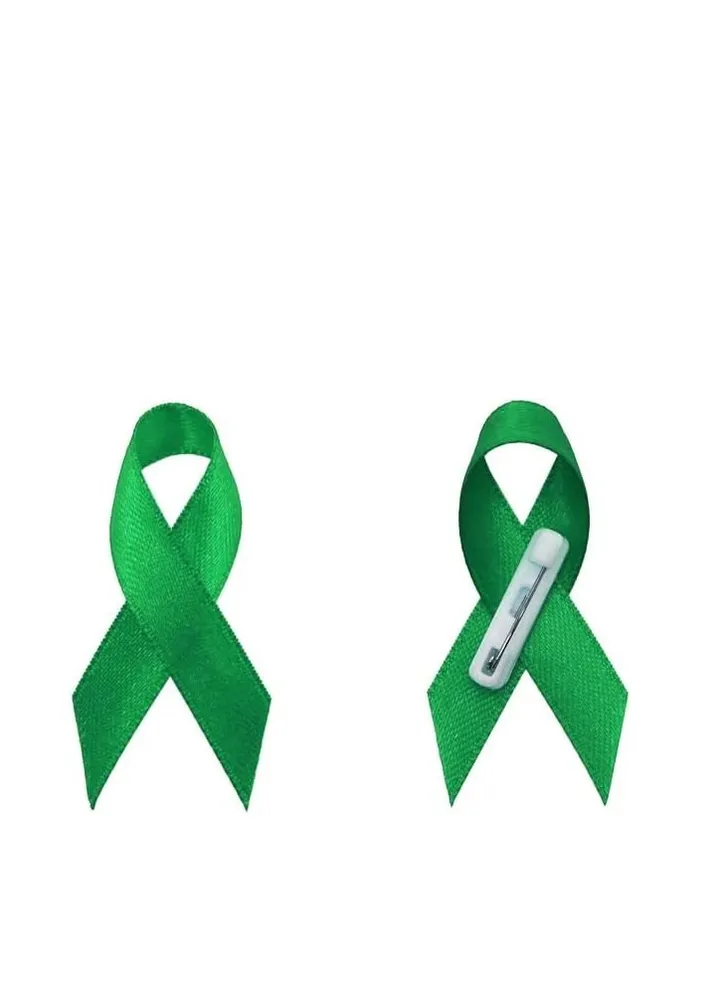 Awareness lapel pins for raising funds, charity and awareness campaigns ribbon pins (Green Mental Health Awareness Ribbon)