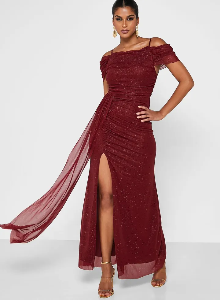 Shimmer Dress With Slit