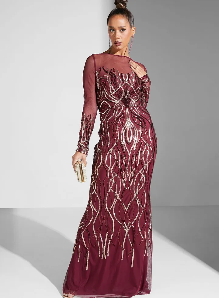 Embroidered Sequin Dress