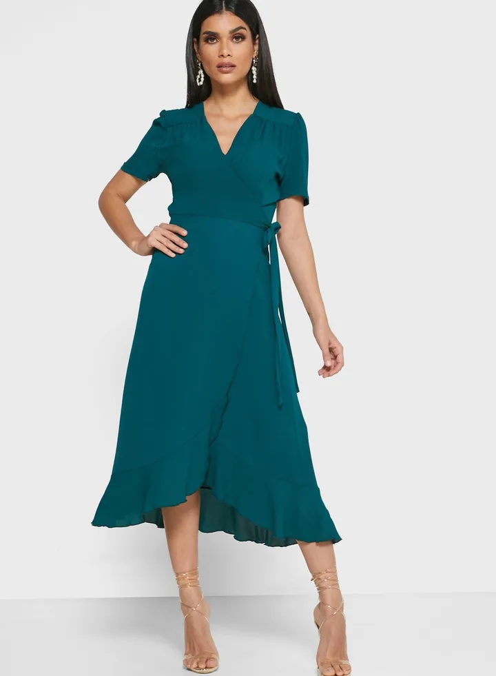 Ruffle Detail Wrap Dress