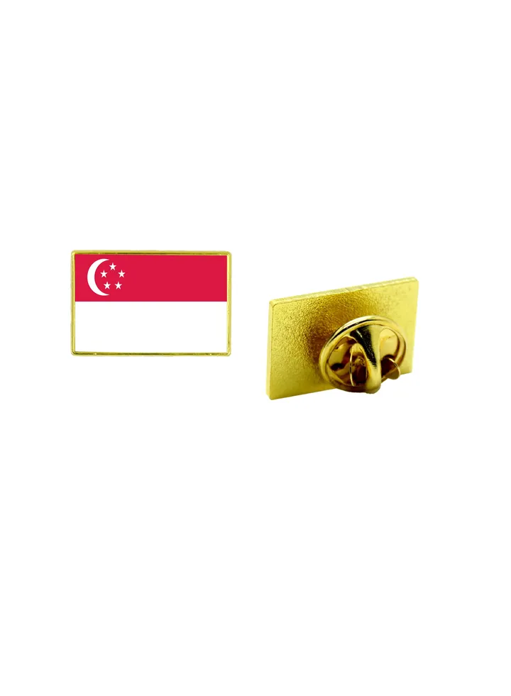 Singapore National Flag Lapel Pins and Brooch Badge to show your patriotism for Singapore (Square Badge)