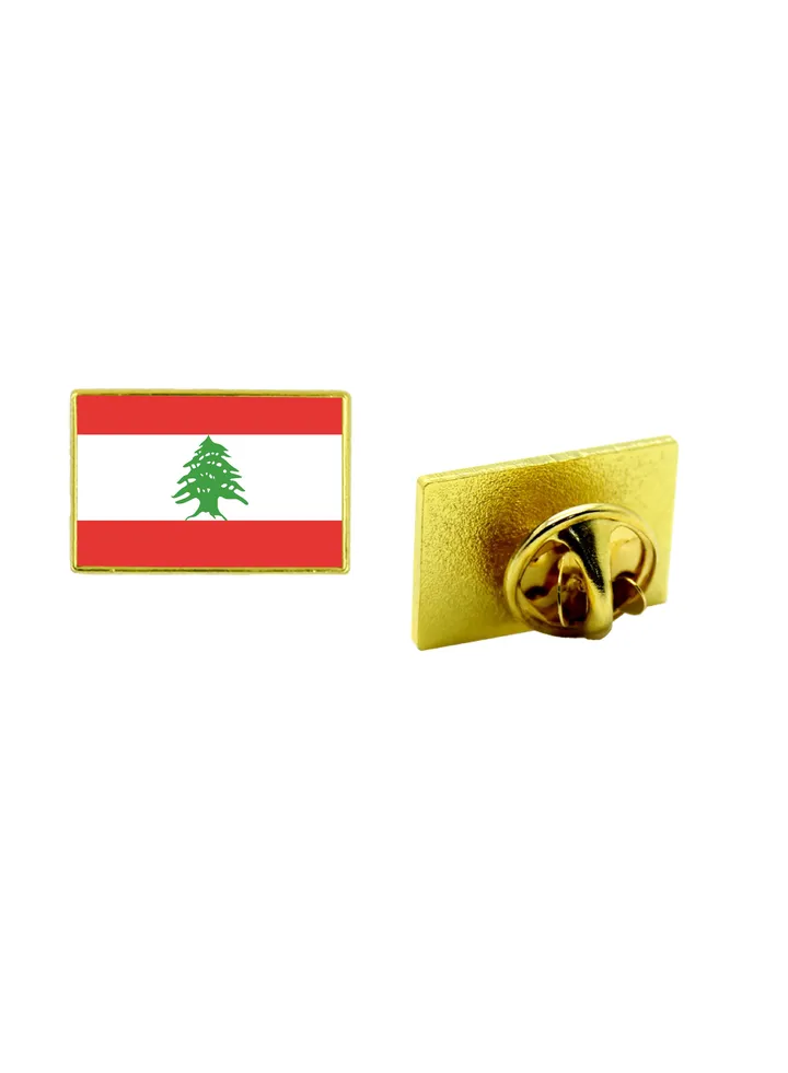 Lebanon National Flag Lapel Pins and Brooch Badge to show your patriotism for Lebanon (Square Badge)