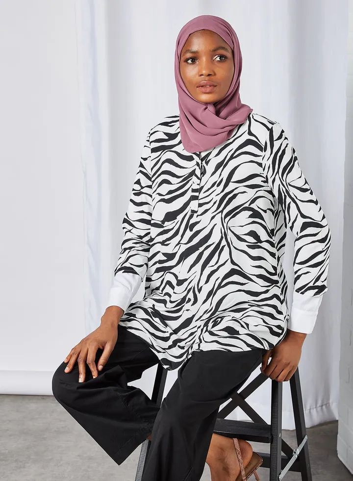 Zebra Stripe Tunic Black Zanzana