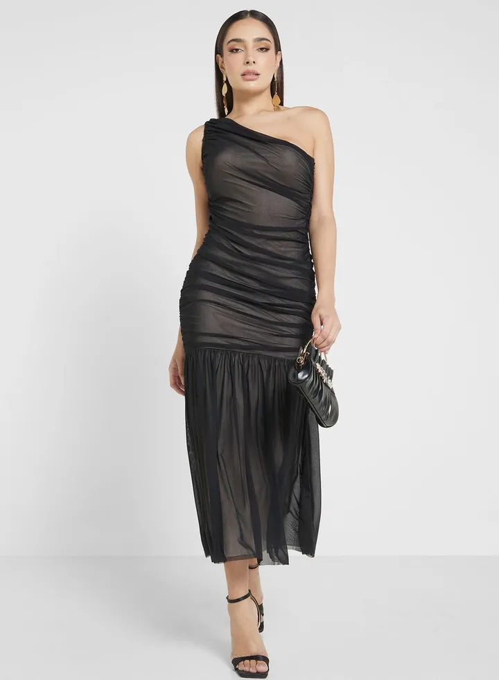 One Shoulder Ruched Dress