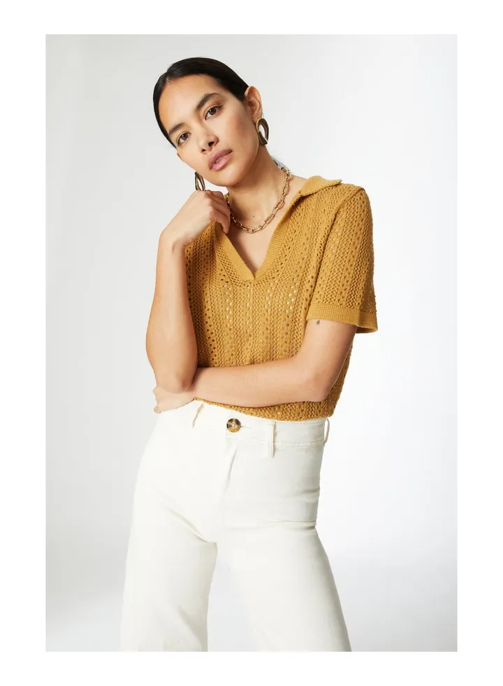 Crochet Knitted Polo Top